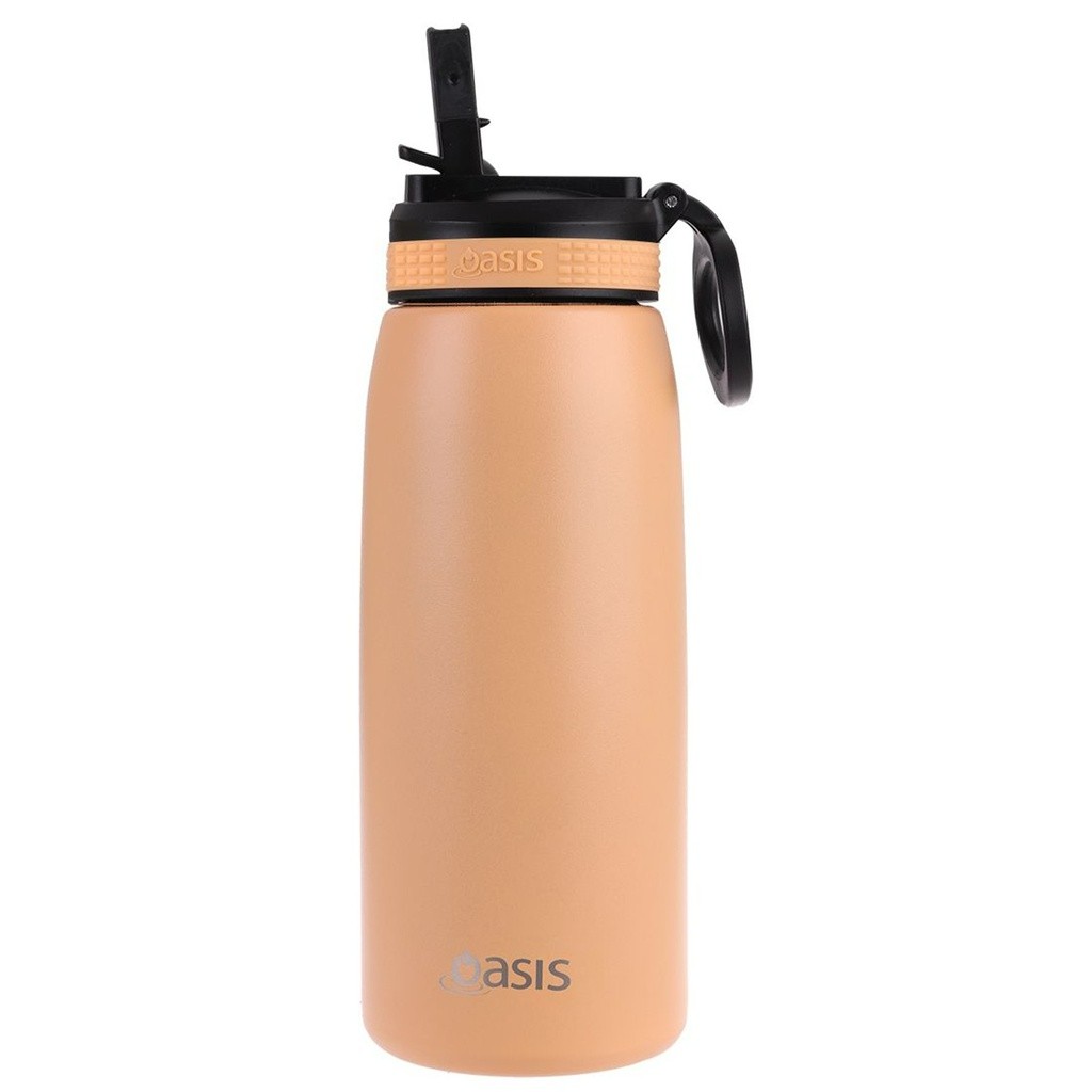 Oasis Stainless Steel Double Wall Insulated Sports Bottle with Sipper Straw Rockmelon 780ml