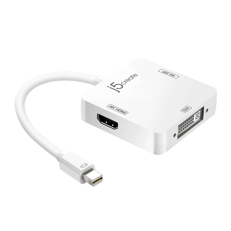 j5create mini DisplayPort to 4K DisplayPort with 4K HDMI and DVI Adapter (JDA173)