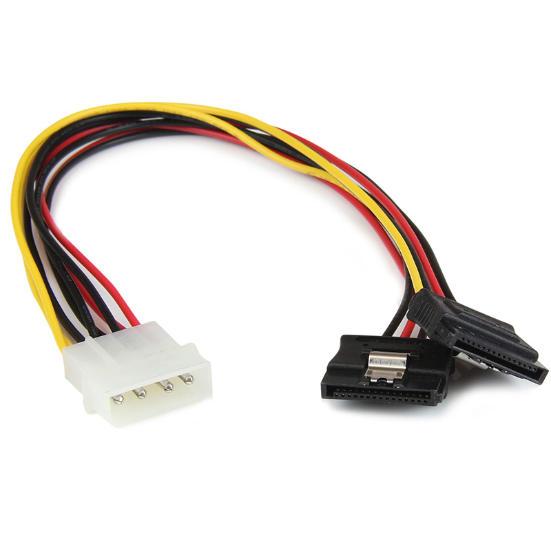 Startech 4 Pin LP4 to 2x Latching Dual SATA Power Y Cable Splitter Adapter - 12in