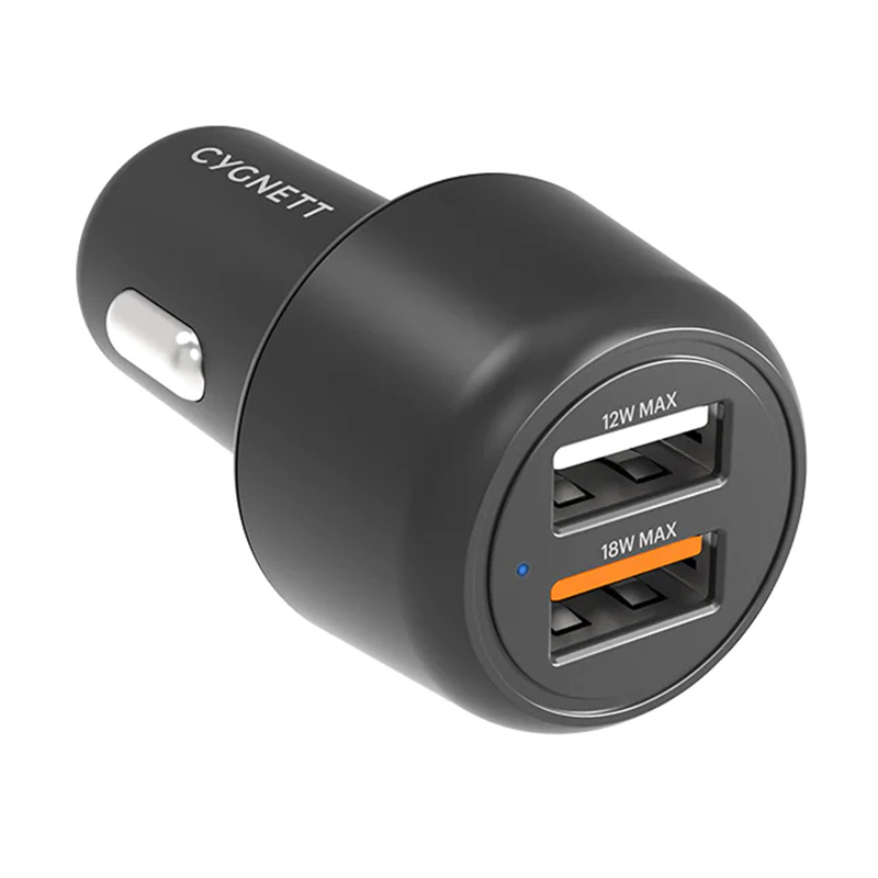Cygnett CarPower 30W Dual USB-A Port Car Charger - Black