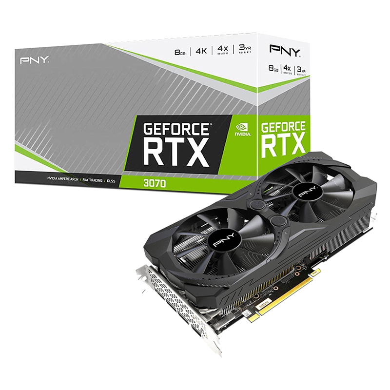 PNY GeForce RTX 3070 Uprising Dual Fan 8G LHR Graphics Card (VCG30708LDFMPB)