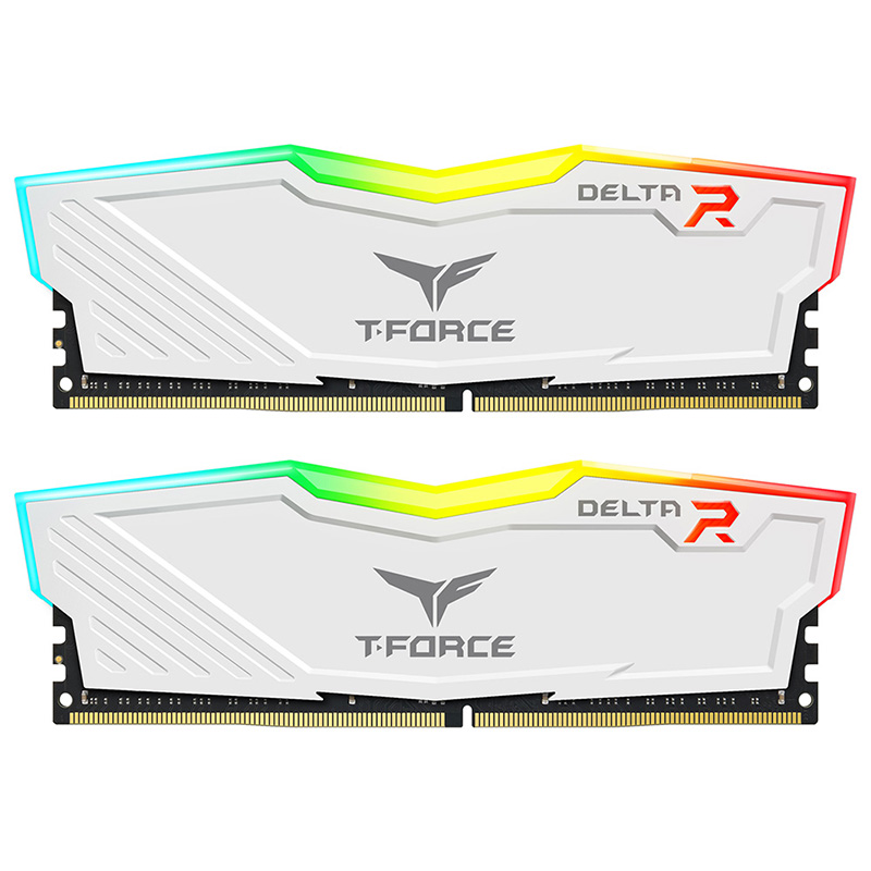 Team Group 32GB (2x16GB) TF4D432G3200HC16FDC01 T-Force Delta RGB CL16 3200MHz DDR4 RAM - White