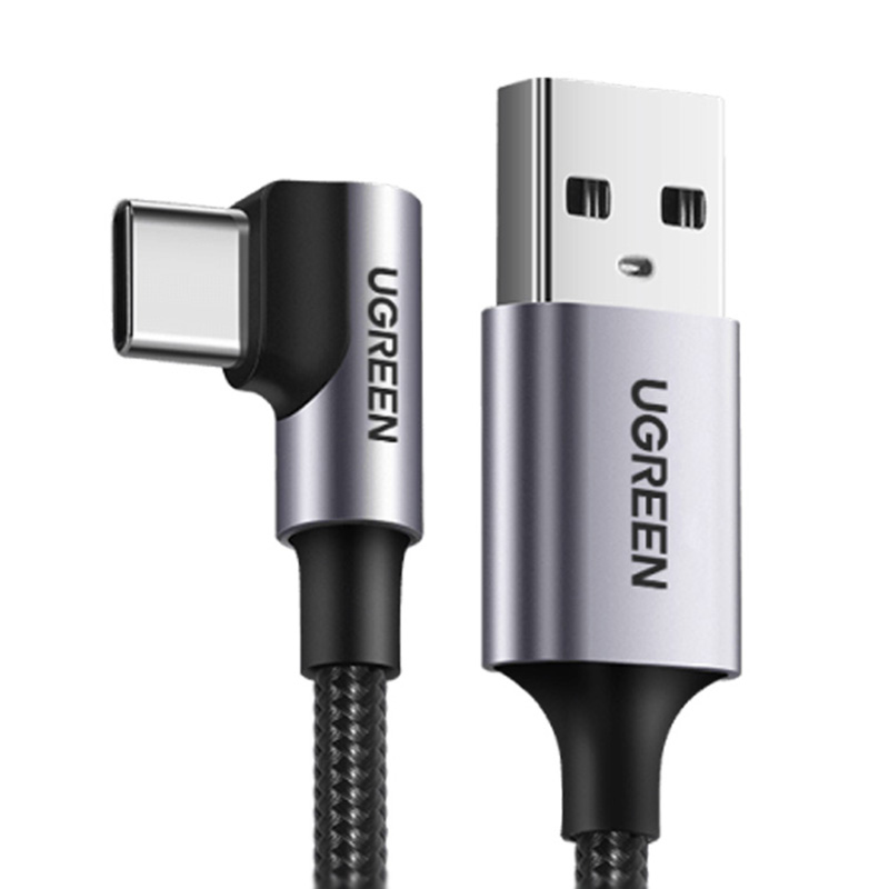 UGreen 90 Degree Angle Braided USB-A to Type-C Black Cable - 3m (70255)