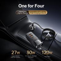 Mobile-Phone-Accessories-SEEDREAM-Car-Charger-4-Port-120W-max-with-1-5m-Extension-Cable-for-Rear-Seats-Car-Cigarette-Lighter-Adapter-with-LED-Digital-Display-PD-30W-QC-30W-4