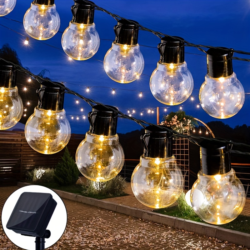 Solar Outdoor Light String 5M 20LED Bulb LED Transparent Ball Night Light IP55 Waterproof Camping Atmosphere Tent Light Christmas Day Decoration Light