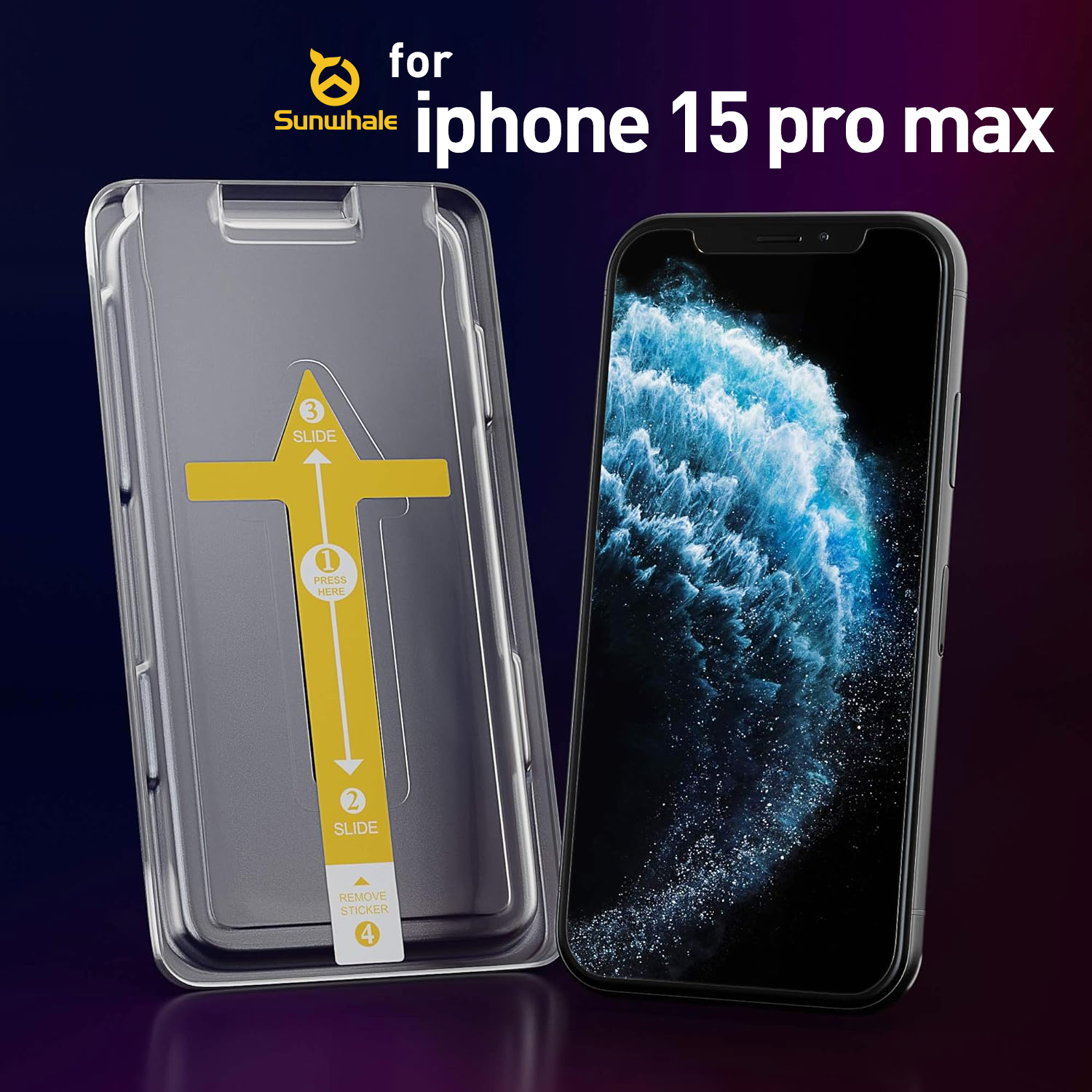 Sunwhale for iPhone 15 Pro max Screen Protector  [Auto Alignment Kit]