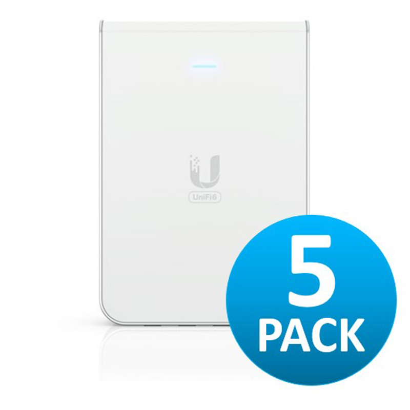 Ubiquiti UniFi Wi-Fi 6 In-Wall Wall-mounted Access Point with a Built-in PoE Switch - 5 pack (NHU-U6-IW-5)