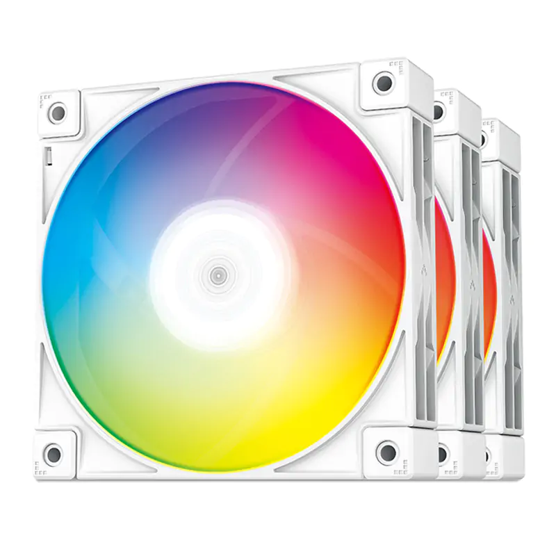 DeepCool 120mm 3-in-1 White ARGB 4-Pin PWM Fan - 3 Pack (R-FC120-WHAMN3-G-1) - OPENED BOX 82629