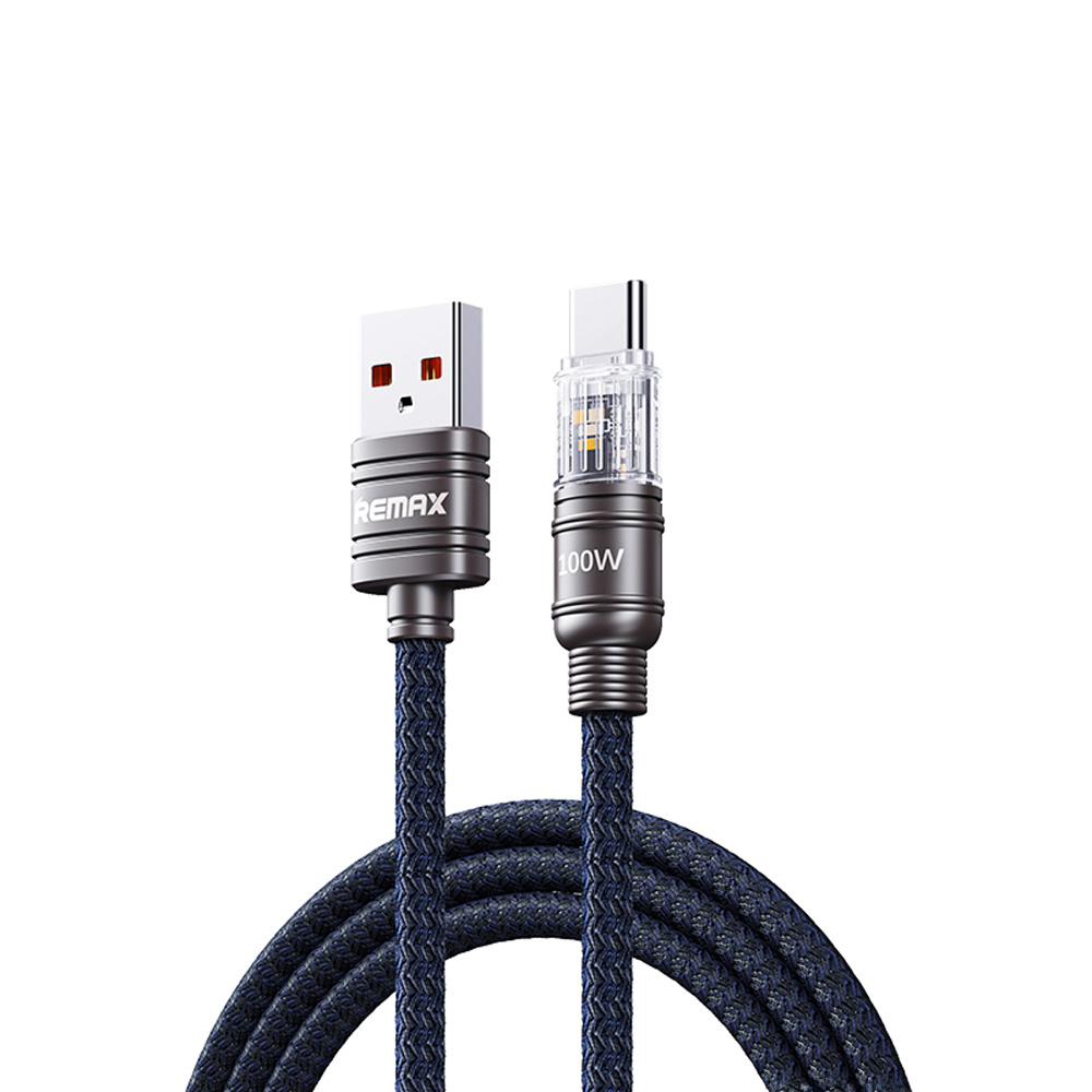 Seedream remax 100W Fast Charging Data Cable with Light for Mobile Phone Tablet Speaker RC-C128 USB To C TypeA to C A-C 1.2m Blue