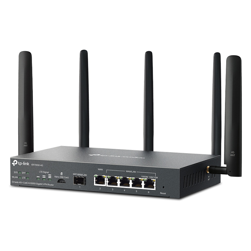 TP-Link Omada ER706W 4G+ Cat6 AX3000 Gigabit VPN Router