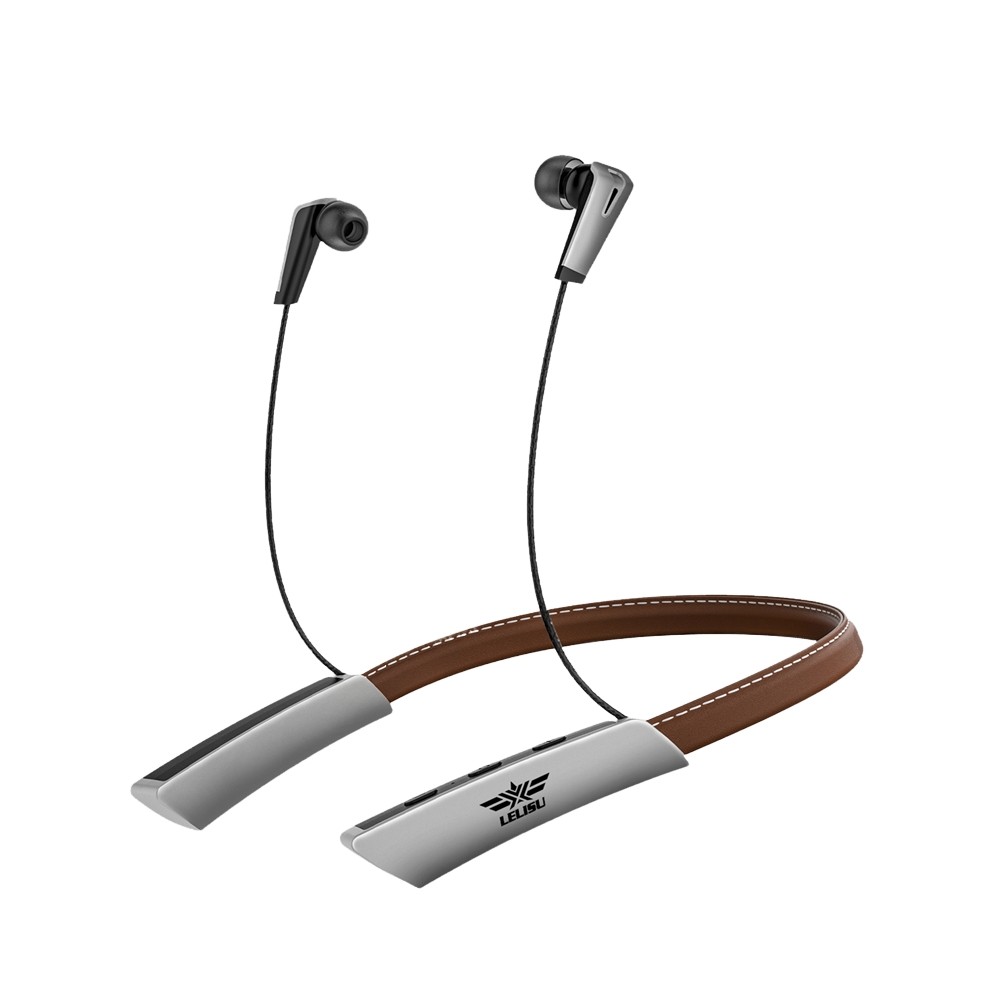LS-23 Bluetooth Earphones Wireless Headphones Magnetic Sport Neckband Neck-hanging TWS Earbuds Wireless Blutooth Headset with Mic BROWN