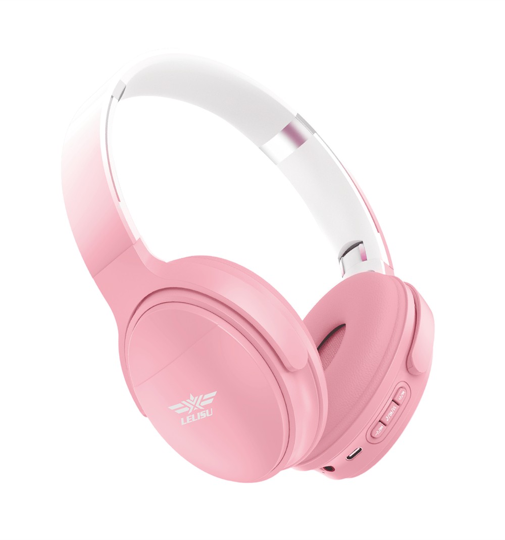 LS-233 Wireless Bluetooth Headphone With Microphone On-Ear Headset Sports Gaming Headphones PINK