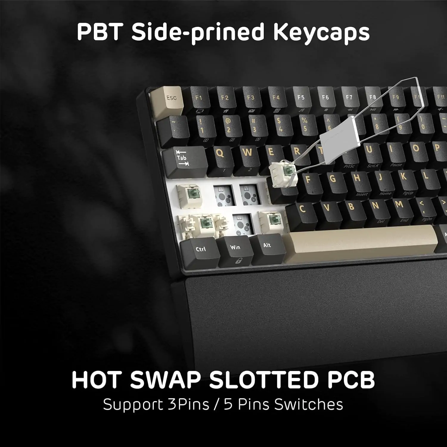 RK ROYAL KLUDGE Mechanical Keyboard RK96, RGB, 2.4Ghz/BT/Wired, Misty Rain Switches, Black, Mixed Color