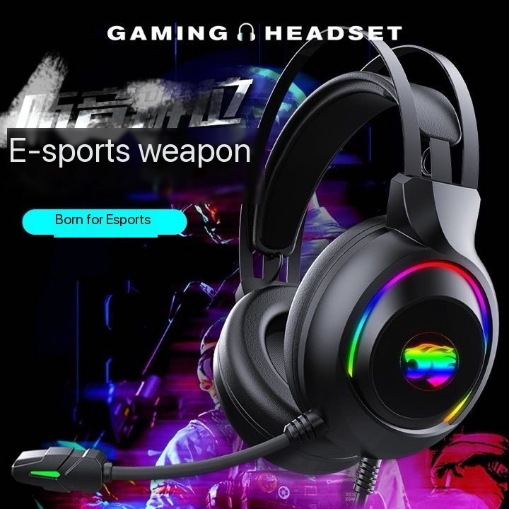 Youbai A22 Headworn Wired Gaming Earphones with Heavy Bass Illuminating Office Computer Earphones