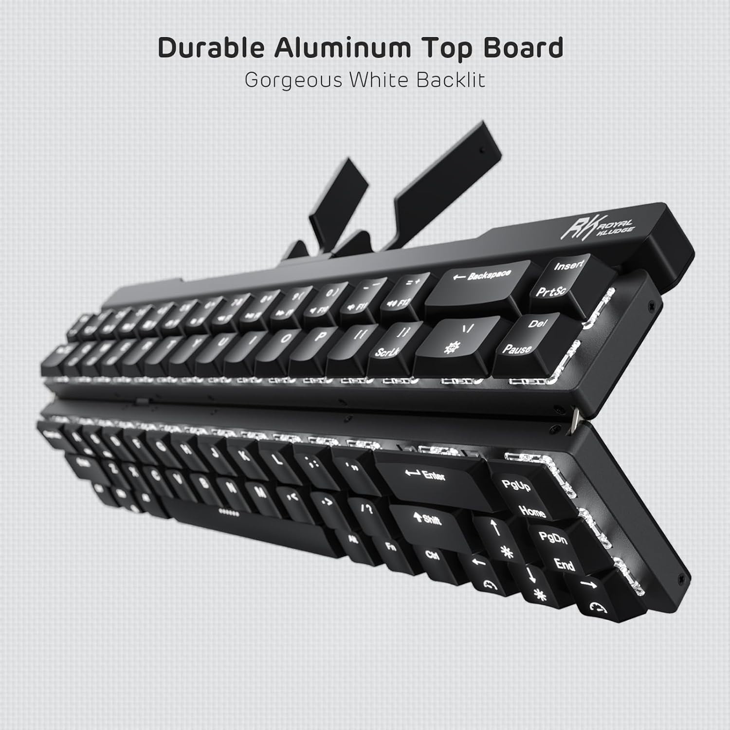 RK ROYAL KLUDGE F68 60% Foldable Low Profile Mechanical Keyboard, Wireless Mechanical Keyboard 68 Keys, Tactile Brown Switch