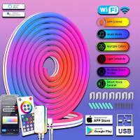 Sunwhale WiFi Bluetooth RGB Music Neon Light Strip DIY -  with Tuya, Alexa, and Google - 3M