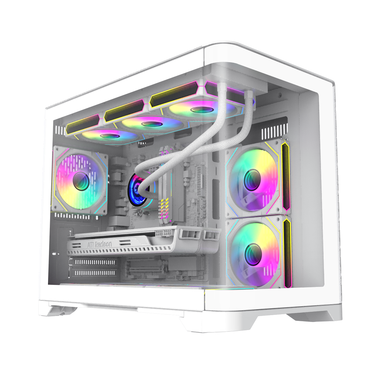 Gamemax HYPE-M WH Computer case,M-ATX white Case, 3x ARGB fan