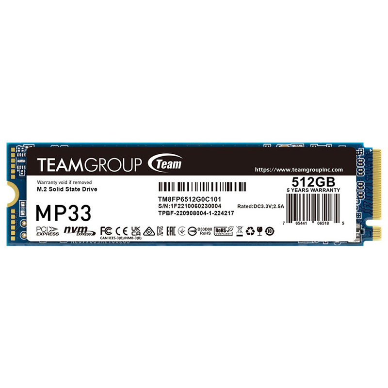 Team Group MP33 512GB PCIe 3.0 M.2 NVMe SSD (TM8FP6512G0C101)