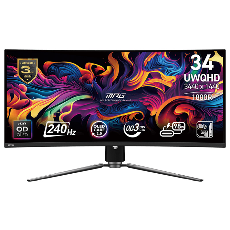 MSI MPG 34.18in UWQHD QD-OLED 240Hz Curved Adaptive Sync Gaming Monitor (MPG 341CQPX QD-OLED)