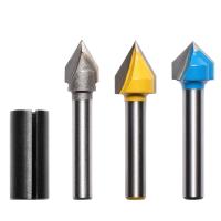 Genmitsu 1/4'' V Grooving Engraving Router Bit Set, 60 Degree & 90 Degree CNC Router Bits, 3D V Shape Milling Wood Cutter Knife,VG03A