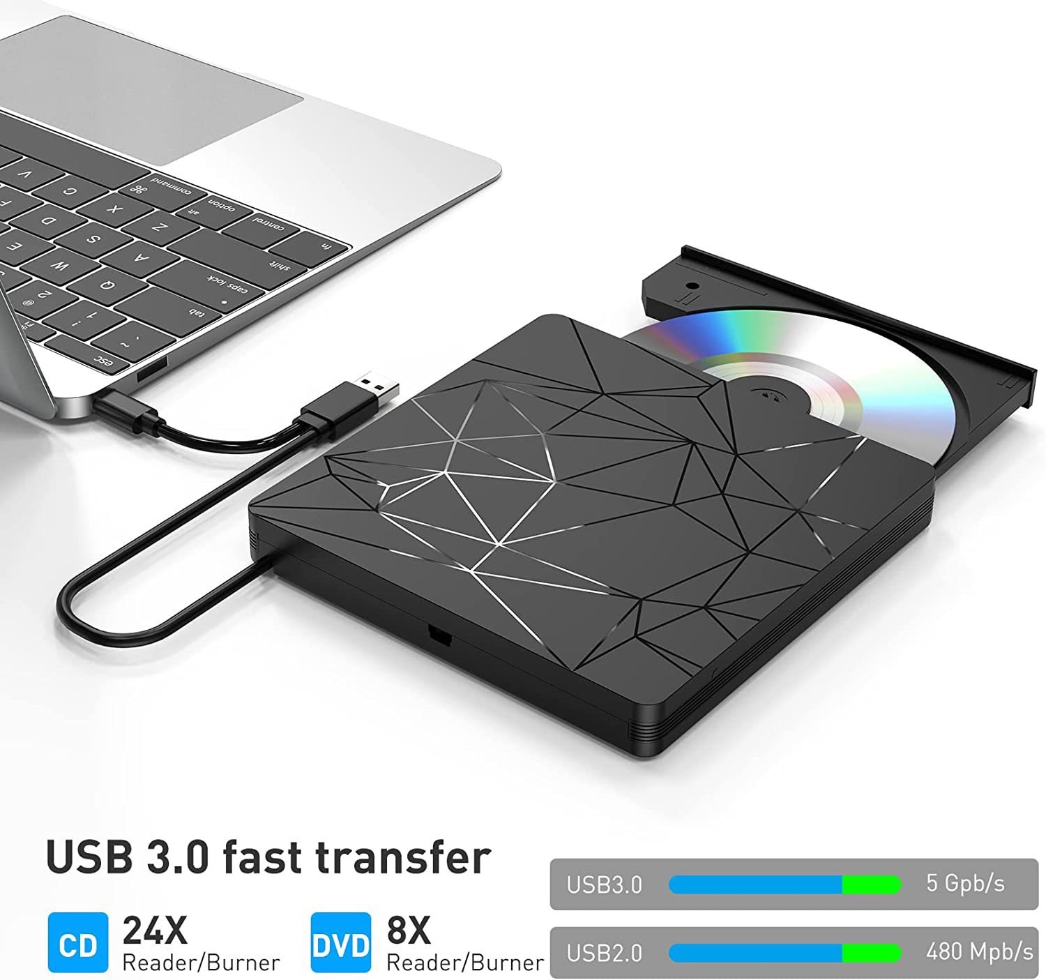 USB external optical drive, DVD/CD recorder, optical drive, portable reading and writing