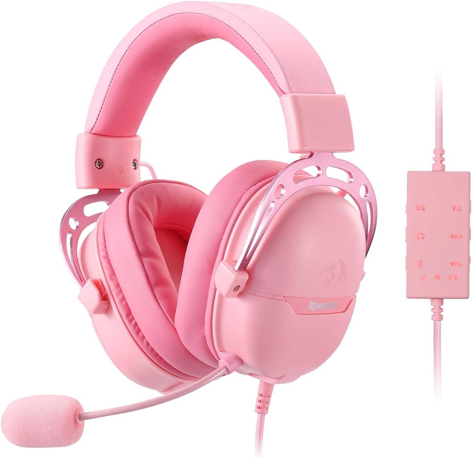 Redragon H376 Aurora Wired Gaming Headset 7.1 Surround Sound Over-Ear Headphone 240g Lightweight 40 MM Audio Drivers,Pink