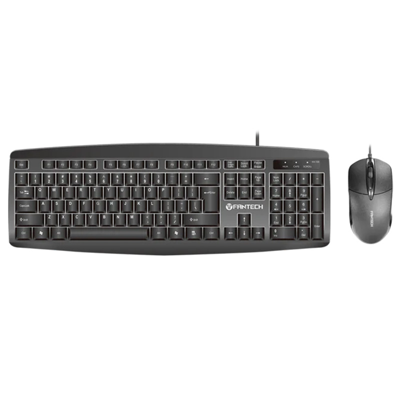 Fantech KM-100 Office Wired Computer Keyboard and Mouse Combo - Black (KBFTKM100BK)