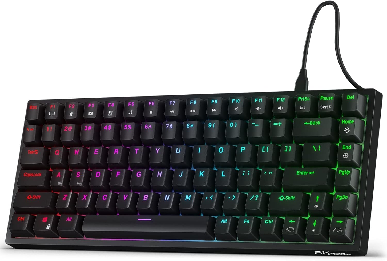 RK ROYAL KLUDGE RK84 Wired RGB 75% Hot Swappable 84 Keys Tenkeyless TKL Gaming Mechanical Keyboard, RK Brown Switch