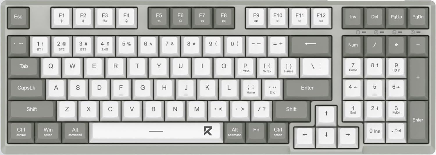 Redragon BK7114 Low-Profile 2.4G BT Wireless Computer Keyboard, 98 Keys Slim Office PC Scissors Mechanism Keyboard, Mixed Color Keycaps