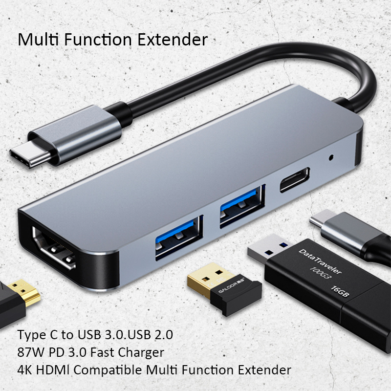 SEEDREAM 4 In 1 Type C HUB Dock OTG To USB 3.0 HD Port HUB Adapter 87W PD Charging For Laptop Android IOS Phone Macbook Using