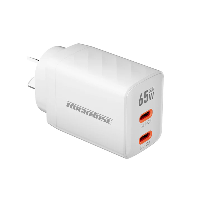 RockRose Casa II G65 65W Dual USB-C Port GaN Power Adapter - White (RRTC46)