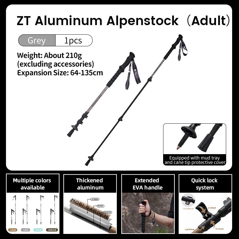 MOBI GARDEN ZT ALUMINiUM TREKKING POLE (GREY)