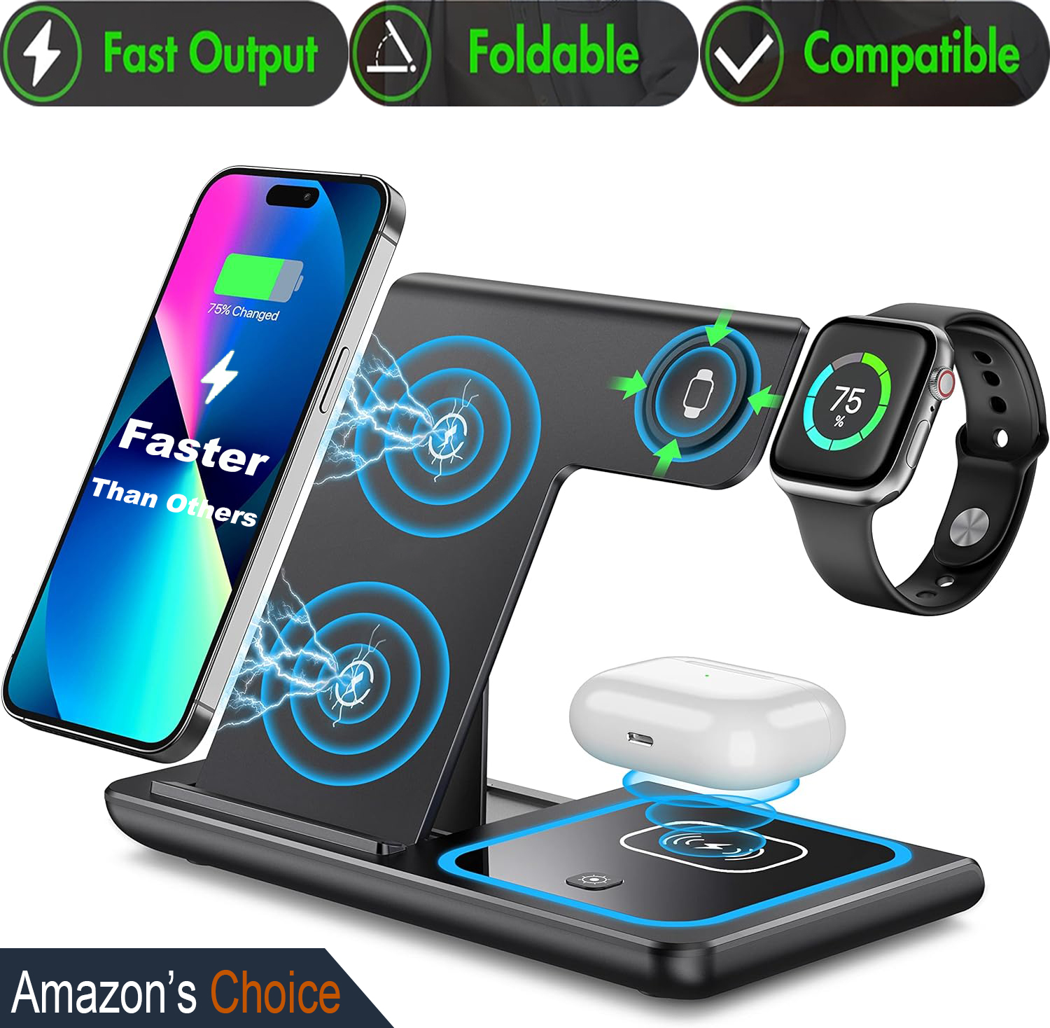 Wireless Charger iPhone Charging Station: 3 in 1 Charger Stand Multiple Devices for Apple