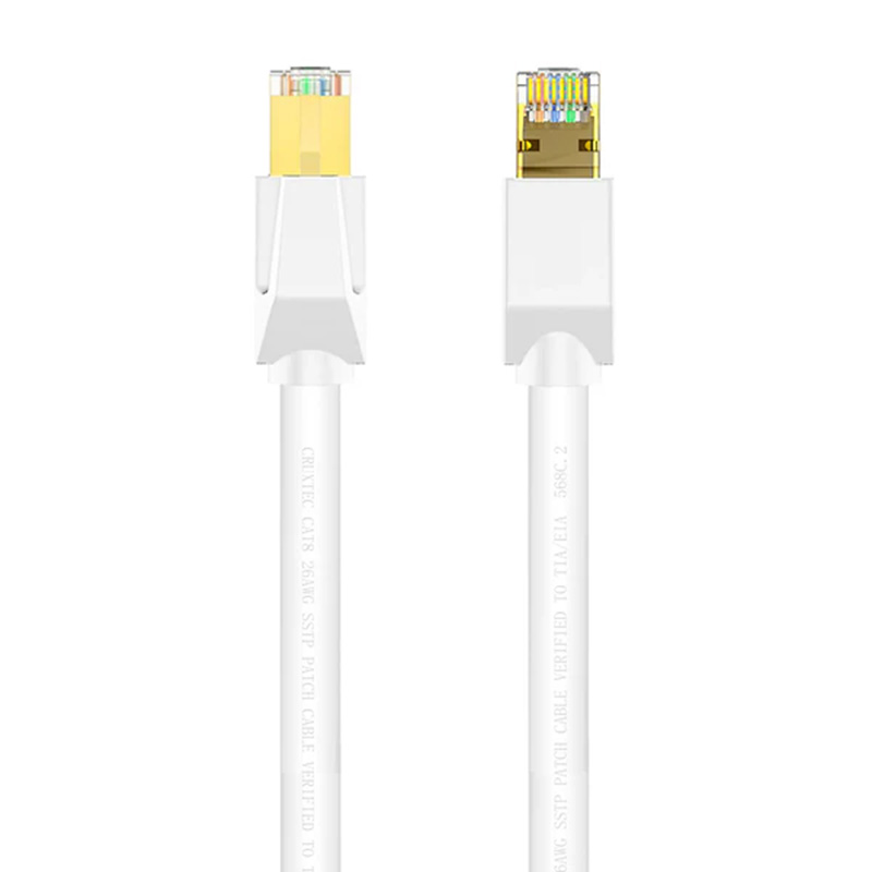 Cruxtec CAT8 40GbE SF/FTP Triple Shielding PoE Ethernet Cable - White 2m (RS8-020-WH)