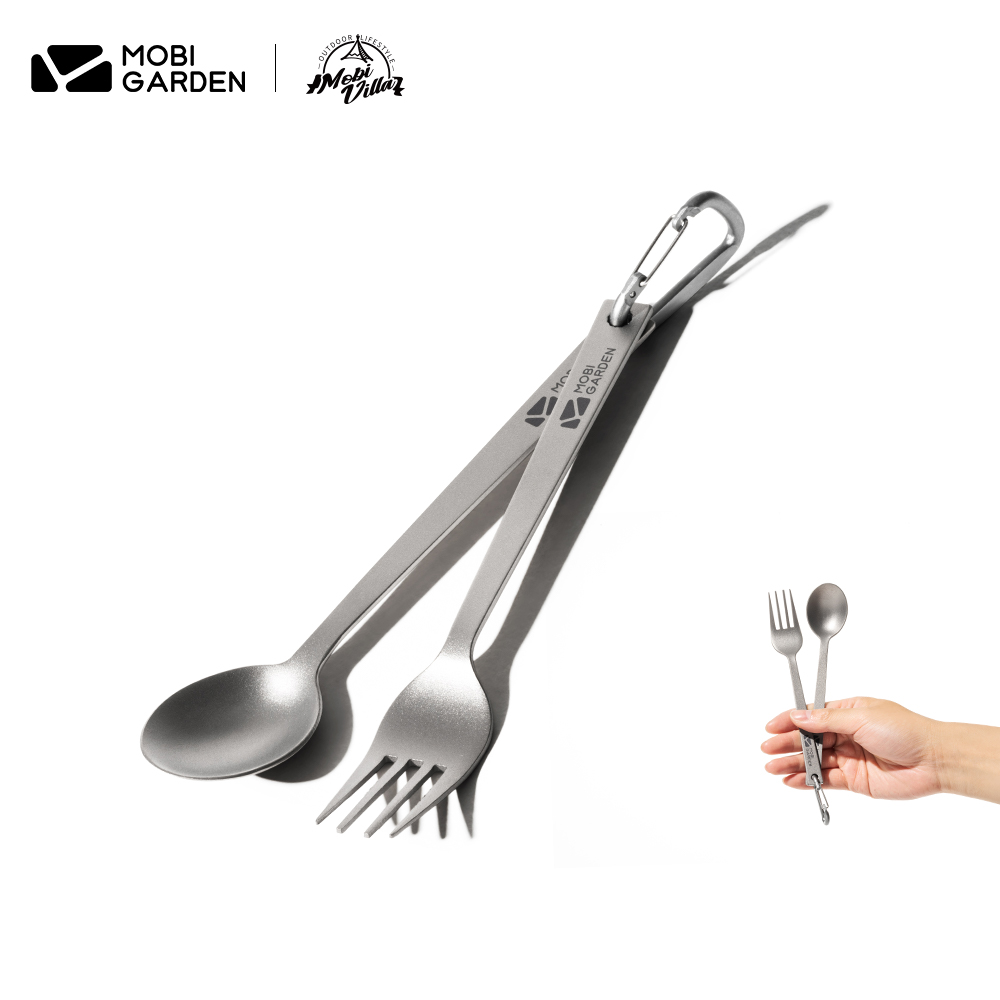 MOBI GARDEN FORK AND SPOON SET (TITANIUM)