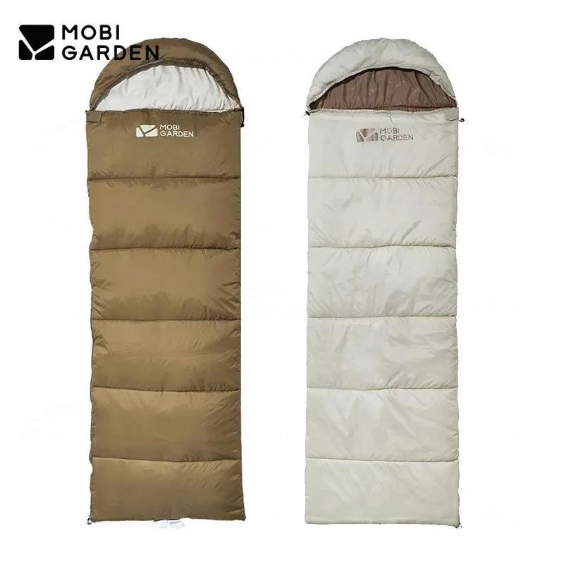 MOBI GARDEN sleeping Bag Splicing Outdoor Camping Mummy Cotton Sleeping Bag Ultralight Portable Winter Hiking Climbing 18℃~-5℃ - Light Gray