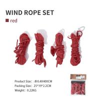 Mobi Garden Universal Reflective Windproof Rope Set for Outdoor Camping Tents and Canopies, Includes 4 Ropes - RED