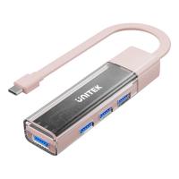 Unitek 4 Port Bi-Directional USB Hub with Detachable Cable - Pink (UTH1319APK01)