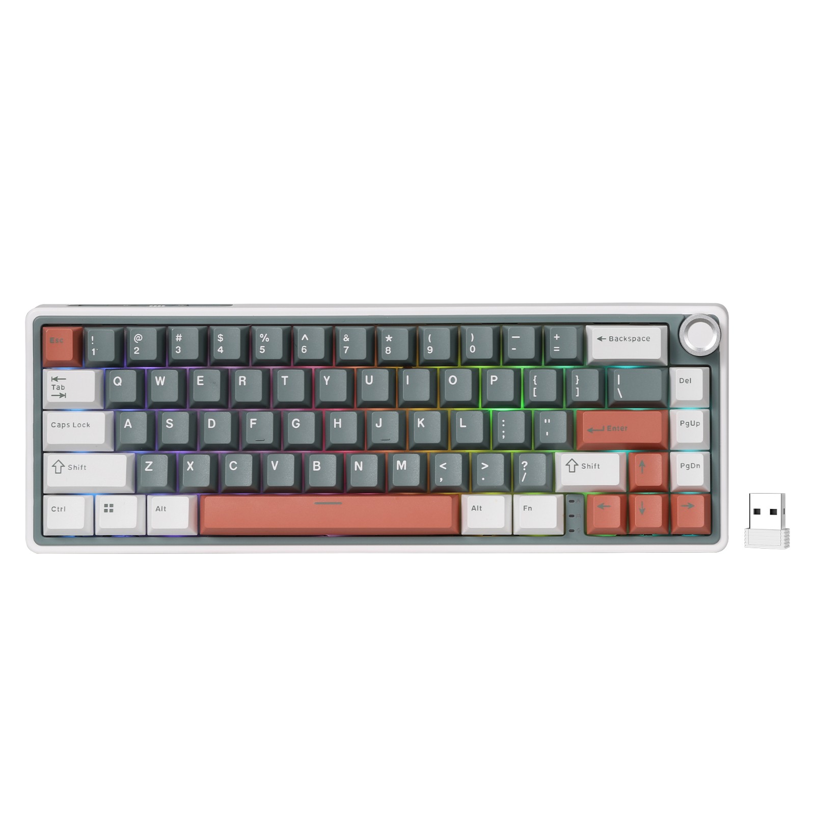 RK ROYAL KLUDGE R65 Mechanical Keyboard, RGB, 2.4Ghz/BT/Wired, Customized Switches, Green, Mixed Color