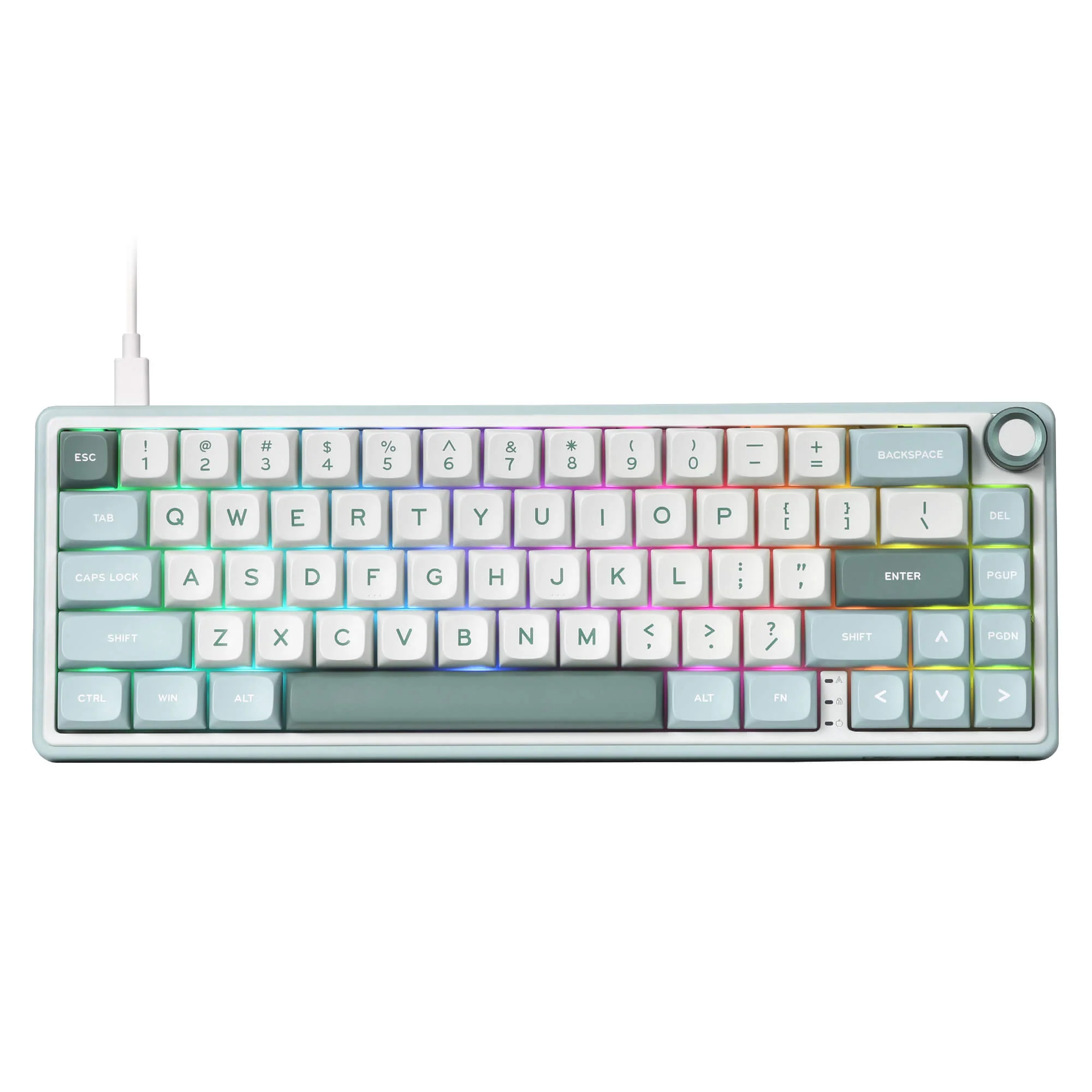 RK ROYAL KLUDGE R65 Mechanical Keyboard, RGB, Wired, Customized Switches, Cyan, Mixed Color