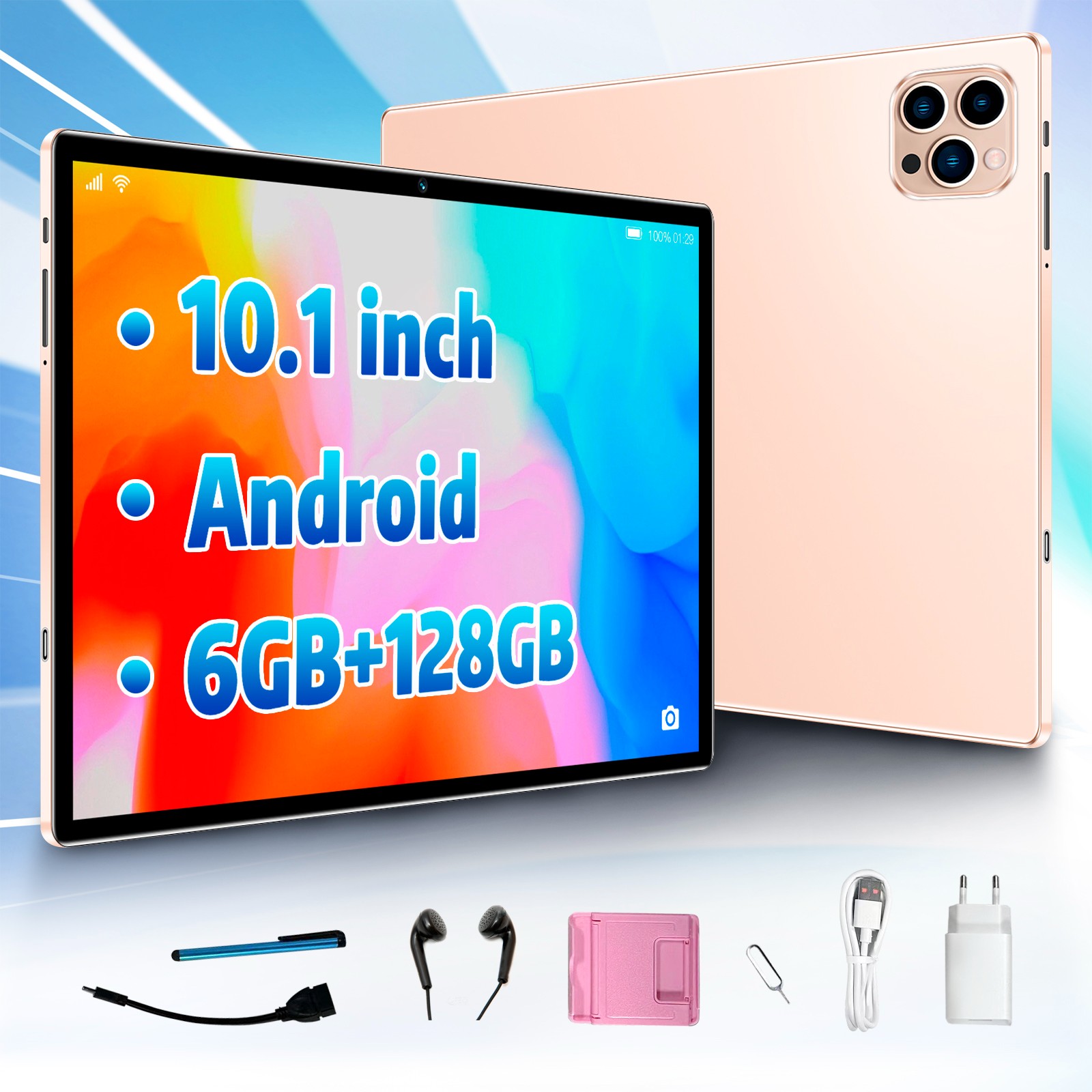 PA15 Gold 10.1-inch Android Tablet PC 6+128G 8000mah battery HD 1280*800 resolution With phone function GPS function Suitable for learning Games