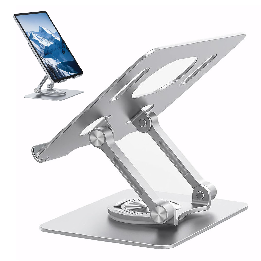 Adjustable Tablet Stand Holder with 360 Rotating Tablet Mount Compatible with iPad Tablets 4.7-13 inch -Silver