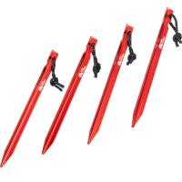 Mobi Garden Outdoor Camping Tent Accessories: Aluminum Alloy Tent Pegs, Windproof Ground Stakes, Rope, and Triangular Pegs - Red