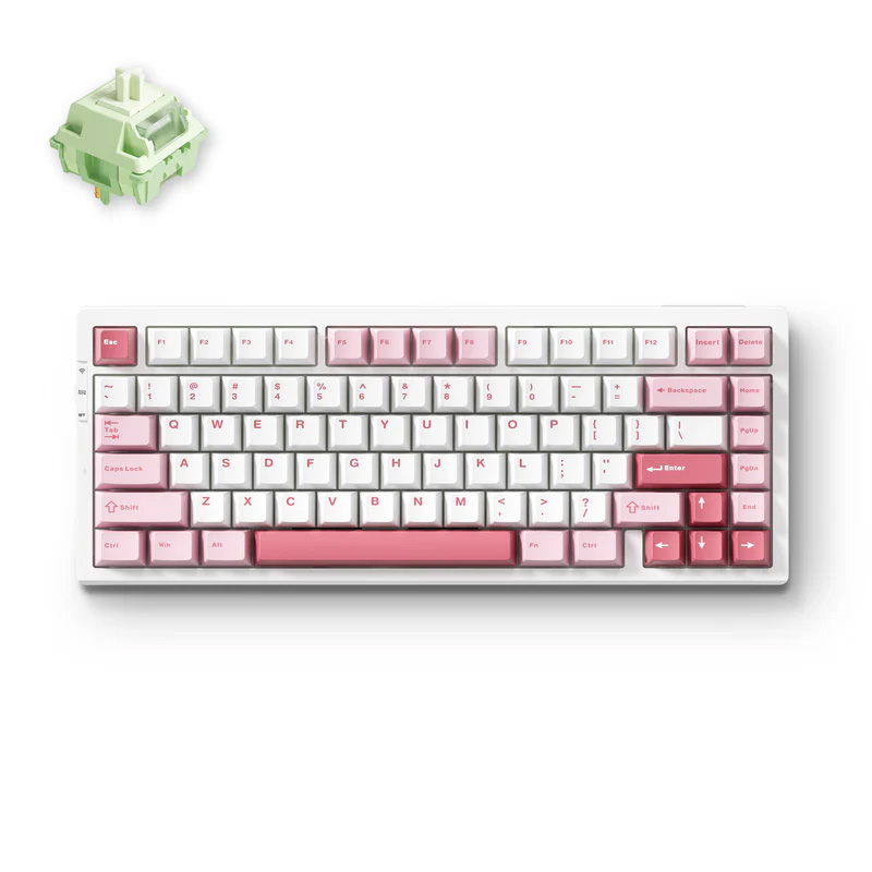 MCHOSE G75 Pro Hot-Swappable RGB White Pink Wireless Mechanical Keyboard - Matcha Latte Switch (KBMCG7515)