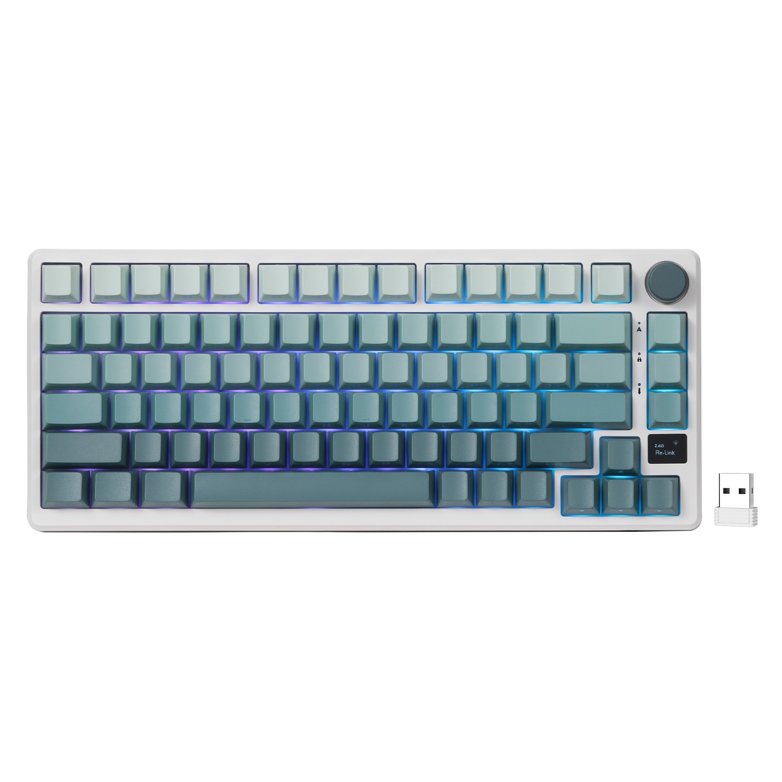 RK ROYAL KLUDGE M75 Mechanical Keyboard, RGB, 2.4Ghz/BT/Wired, Customized Switches, Gradient Blue