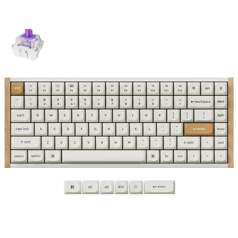 Keychron K2 HE QMK Wireless Magnetic Keyboard Side Wood Frame Edition Nebula Switch - White (KBKCK2HQ1)