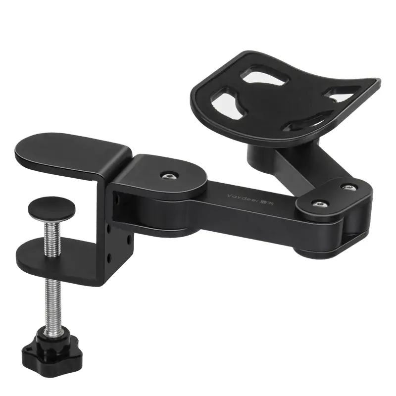 Black Universal Clamp-On Adjustable Armrest, Desk Cradle Rotating Elbow Cushion, Above Table Extension Platform Arm Support