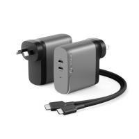 Alogic 2X68 Rapid Power 68W GaN 2 Port USB-C Charger with Charging Cable - Space Grey (WCG2X68SGR-ANZ)