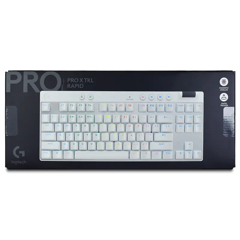 Logitech G PRO X TKL RAPID RGB Wired Mechanical Gaming Keyboard with Magnetic Analog Switches - White (920-013243)