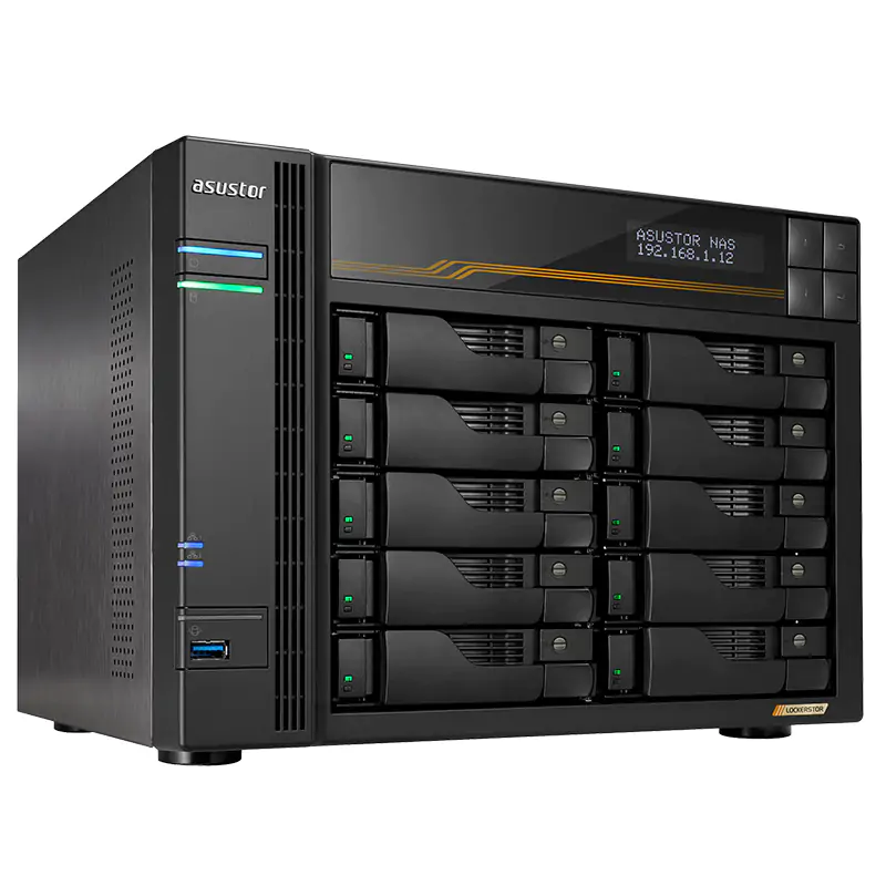 Asustor Lockerstor 10 Gen3 AMD Ryzen Embedded Quad Core V3C14 2.3GHz 16GB RAM Tower NAS (AS6810T)